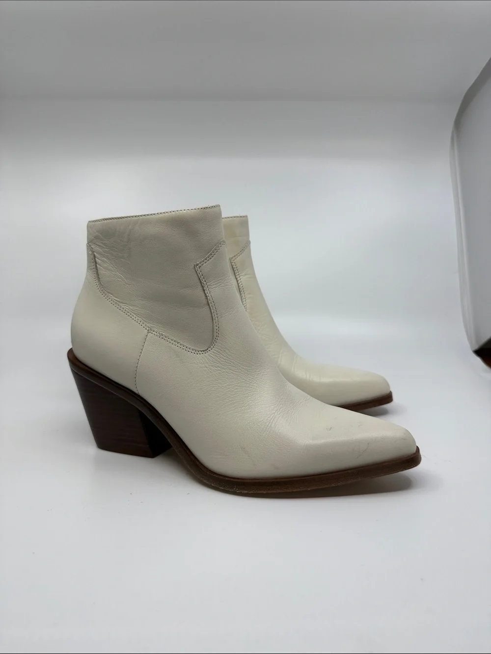 rag & bone Razor Leather Ankle Boots in Antique White Size 37.5